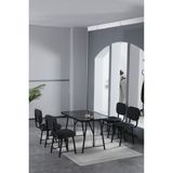 Hayat 70 x 110 cm Sabit Bendir Mutfak Masası, Mutfak Masası Takımı, Yemek Masası, 4 Antrasit Sandalye