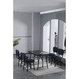 Hayat 70 x 110 cm Sabit Bendir Mutfak Masası, Mutfak Masası Takımı, Yemek Masası, 4 Lacivert Sandalye