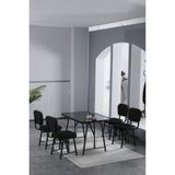 Hayat 70 x 110 cm Sabit Bendir Mutfak Masası, Mutfak Masası Takımı, Yemek Masası, 4 Siyah Sandalye