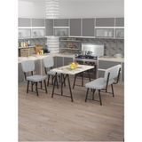 Hayat 70 x 110 Efes Mutfak Masası, Mutfak Masası Takımı, Yemek Masası, 2 Sandalye 1 Bench - Açık Gri