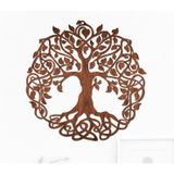Hayat Ağacı Ceviz Doğal Ahşap Kaplama Duvar Dekoru, Tree of Life Duvar Tablosu, Zen ve Yoga Odası için Ahşap Duvar Sanatı, 70 cm (Çap)
