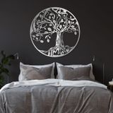 Hayat Ağacı Metal Duvar Sanatı Dekor Oturma Odası Mutfak Yemek Odası için, Dış Duvar Bahçe Dekorasyonu için Metal Duvar Dekoru, Ofis ve Ev İçin Mükemmel Duvar Sanatı Dekoru (Art Deco, Gümüş, 71 x 71