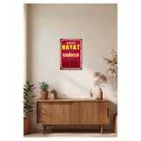 Hayat Basit Sadece Kolay Değil Retro Tablo – Vintage Yazılı Dekoratif Poster | Ahşap & Metal Seçenekli Ahşap 30 x 40