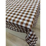 Hayat Home 150X200 Kahverengi Kareli Zefir Kumaş Mutfak Masa Örtüsü