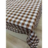 Hayat Home 160X160 Kahverengi Kareli Zefir Kumaş Mutfak Masa Örtüsü