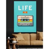 Hayat Kaset Retro Poster Dekoratif Kanvas - Mdf Ahşap Tablo