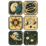 Hayat Poster uzay bilim astronomi gezegenler temalı ev dekorasyon 6lı retro vintage ahşap bardak altlığı seti