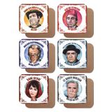 Hayat Poster Yeşilçam Türk Sineması Replikleri -3- Set 6lı Retro Ahşap Bardak Altlığı Seti