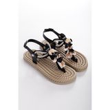 HAYAT SHOES Hasır Parmak Arası Dikme Taşlı Deniz Kabuklu Kadın Parmak Arası Sandalet