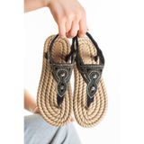 HAYAT SHOES Hasır Parmak Arası Siyah Dikme Taş Detaylı Kadın Sandalet