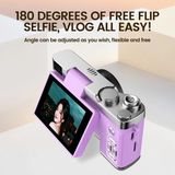 Hayat Store 4K Çantalı Dijital Retro Video Kamera 48MP 16X Zoom Işıklı (32GB) Kart Dijital Fotoğraf Makinesi Mor