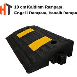 Hayat Trafik 10 cm Kauçuk Rampa, Otopark Rampası, Kaldırım Rampası 50 x 30 x 10 cm - Siyah - Sarı