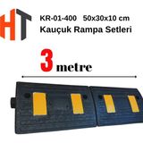 Hayat Trafik 10 cm Kauçuk Rampa Seti 3 Metre - Otopark Rampası, Kablo Kanallı, Kaldırım Rampası 50 x 30 x 10 cm - 001-Renkli