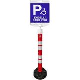 Hayat Trafik Levhalı Uyarı Dikmesi Seti 120 cm - Kauçuk Tabanlı-Set4