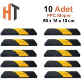 Hayat Trafik Plastik Oto Park Araç Stoperi 60 cm 10'lu İndirimli Set - Sarı - Siyah