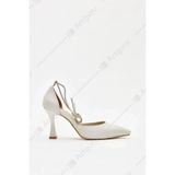 Hayati Arman Kadın Sivri Burun Bilekten Bağlamalı İnce Topuklu Abiye Ayakkabı Sedef