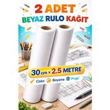 Haydi Dekor 2 Adet Beyaz Rulo Kağıt 30 cm x 2.5 Metre – Çok Amaçlı Çizim, Eskiz ve Proje Kağıdı | Mimarlık & Çocuk Aktivite Rulosu