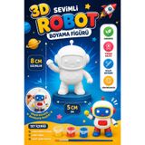 Haydi Dekor 3D Sevimli Robot Boyama Figürü Seti 8 cm – Çocuklar Için Akrilik Boya ve Fırçalı Eğitici Hobi Oyuncağı – Robot Temalı Boyanabilir Dekoratif Figür Etkinlik Seti