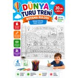 Haydi Dekor Dünya Turu Treni Boyama Rulosu 30 x 400 cm | Çocuklar Için Eğitici Dev Boyama Posteri | Dünya Ülkeleri, Kültürler ve Tarihi Yapılar | 4 Metre Keşif ve Boyama Etkinliği |
