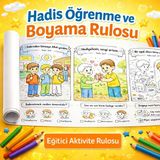 Haydi Dekor Hadis Öğrenme Eğitici Aktivite Rulosu 4 Metre – Yarı Boyalı Değerler Eğitimi Boyama Kağıdı | Çocuklar Için Islami Eğitici Boyama Posteri
