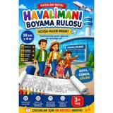 Haydi Dekor Havalimanı Boyama Rulosu 30X400 cm | Çocuklar Için Eğitici Havaalanı ve Uçak Yolculuğu Boyama Posteri | Dev Boyama Rulosu | 3 Yaş ve Üzeri Aktivite Kağıdı | Dikkat, El Becerisi