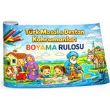 Haydi Dekor 🎨 Türk Masal & Destan Kahramanları Boyama Rulosu – 4 Metre Uzunlukta Dev Boyama Kağıdı | Keloğlan, Nasreddin Hoca, Dede Korkut Temalı