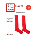 HAYEL 2 Çift Kırmızı Kız Erkek Çocuk Dizaltı tozluk Tenis Çorap Futbol Çorabı Yüksek Kalite