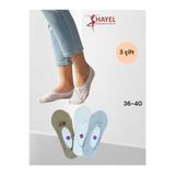 HAYEL 3Çift Beyaz gri Kahve Rengi Kadın File Dantell Desenli Babet Çorap Pamuklu Likralı