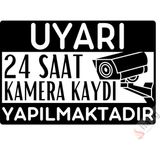 Hayg Equipment 24 Saat Kamera Kaydı Yapılmaktadır Uyarı Levhası Uv Baskılı Dekota Tabela Siyah - 15cm x 22,5cm