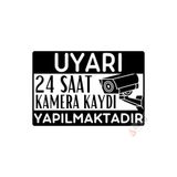Hayg Equipment 24 Saat Kamera Kaydı Yapılmaktadır Uyarı Levhası, Uv Baskılı Metal Tabela, Siyah, 15cmx22,5cm