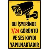 Hayg Equipment Işyeri Güvenlik Kamerası Tabelası – Zorunlu 7/24 Ses ve Görüntü Kaydı Uyarı Levhası - 15x22,5 cm - Dekota