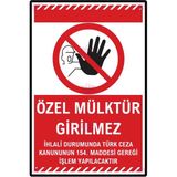 Hayg Equipment Özel Mülktür Girilmez Uyarı Levhası – Tck 154’E Göre Yasal Işlem Uyarılı Güvenlik Tabelası - 15x22,5 cm - Alüminyum