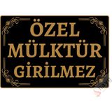 Hayg Equipment Özel Mülktür Girilmez Vintage Duvar Tabelası - Metal Bahçe Kapısı Uyarı Levhası - Siyah - Altın - 15cm x 22,5cm