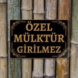 Hayg Equipment Özel Mülktür Girilmez Vintage Duvar Tabelası - Metal Bahçe Kapısı Uyarı Levhası - Siyah - Altın - 20cm x 30cm