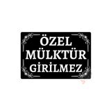 Hayg Equipment Özel Mülktür Girilmez Vintage Duvar Tabelası - Metal Bahçe Kapısı Uyarı Levhası - Siyah & Beyaz