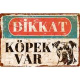 Hayg Equipment Pas Görünümlü Dikkat Köpek Var Alüminyum Uyarı Levhası - Vintage Dogo Argentino Tabela - 20CMX30CM - 20cm x 30cm