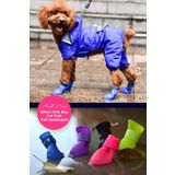 hayhall Orta Boy Silikon Su Geçirmez Kedi Köpek Ayakkabısı Cırt Cırtlı Pati Ayakkabısı