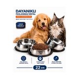 HAYHAYPETSHOP 22cm Paslanmaz Metal Mama Kabı Köpek Kedi İçin Kaymaz Taban Dayanıklı Uzun Ömürlü