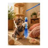 HAYHAYPETSHOP Kedi Oltası Oyuncağı Tüylü Ponponlu Renkli Kedi Oyuncağı Solucan Model Olta Kedi Eğlence Oyuncak
