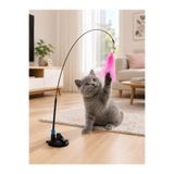 HAYHAYPETSHOP Kedi Oltası Oyuncağı Vantuzlu Tüylü Çıngıraklı Esnek Yaylı İnteraktif Kedi Oyun ve Egzersiz Oyuncağı