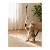 HAYHAYPETSHOP Kedi Oltası Tüylü Peluş Fare Ya da Toplu Oyuncağı Zilli Ahşap Saplı İnteraktif Kedi Oyuncağı