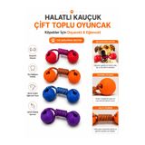HAYHAYPETSHOP Köpek Diş Kaşıma Oyuncağı Halatlı Çift Toplu Kauçuk Çiğneme Oyuncağı Dayanıklı Eğitim ve Oyun Topu