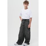 Haykids Erkek Çocuk Eskitme Kargo Cepli Kot Pantolon - Geniş Paça ve Bol Kesim - Antrasit - 7 - 8 Yaş