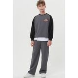 Haykids Erkek Çocuk / Genç Erkek Lacivert Reglan Kol Extreme Sport Baskılı Rahat Kesim Alt Üst Eşofman Takımı - Füme - 8 Yaş