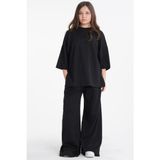 Haykids Kız Çocuk Renkli Oysho Kumaş Rahat Kesim Ev Takımı – Oversize T-Shirt ve Geniş Paça Pantolon Seti | Konforlu Lounge Giyimi - 14 Yaş - Siyah