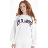 Haykids Kız Çocuk Yazı Baskılı Oversize Bol Paça Alt Üst Eşofman Takımı 6-7-8-9-10 Yaş - Beyaz - 9 Yaş
