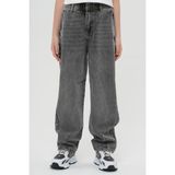 Haykids Unisex Çocuk Dizden Dikişli Geniş Paça Bol Kesim Wide Leg Baggy Alt Giyim Denim Kot Pantolon - 0-Siyah - 13 - 14 Yaş