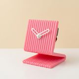 Haymalab Dekoratif Masa Saati Pembe - Sessiz Analog Tıklamayan, Modern Minimalist, Ofis Çalışma Masası ve Yatak Odası Başucu Saati, 9x11 cm Küçük, Pille Çalışan