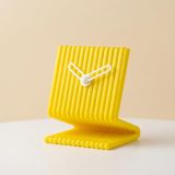 Haymalab Dekoratif Masa Saati Sarı - Sessiz Analog Tıklamayan, Modern Minimalist, Ofis Çalışma Masası ve Yatak Odası Başucu Saati, 9x11 cm Küçük, Pille Çalışan