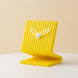Haymalab Dekoratif Masa Saati Sarı - Sessiz Analog Tıklamayan, Modern Minimalist, Ofis Çalışma Masası ve Yatak Odası Başucu Saati, 9x11 cm Küçük, Pille Çalışan